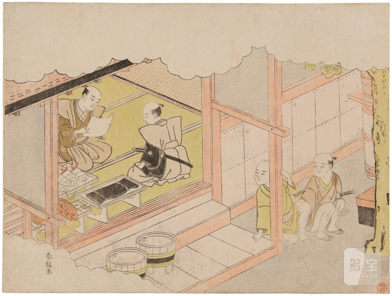 Suzuki Harunobu (1725-1770) | The complete set of Marriage in Brocade Prints, the Carriage of the Virtuous Woman (Konrei nishiki misao-guruma), also known as the Marriage series | Edo period, 18th century - 图4